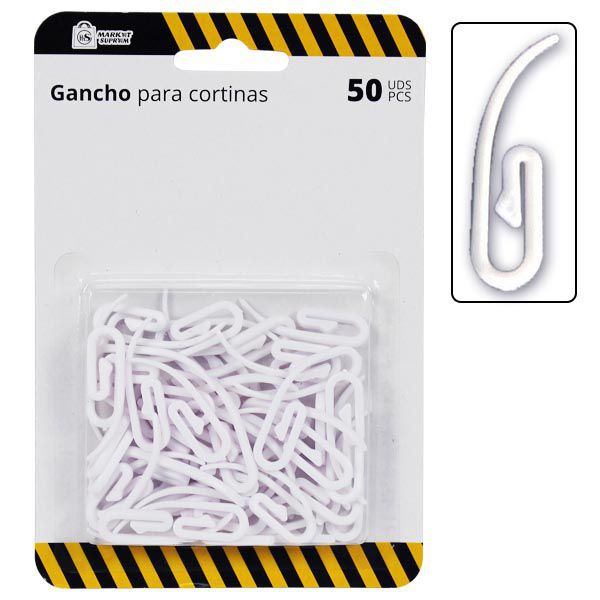 GANCHO CORTINAS PLASTICO 50UDS