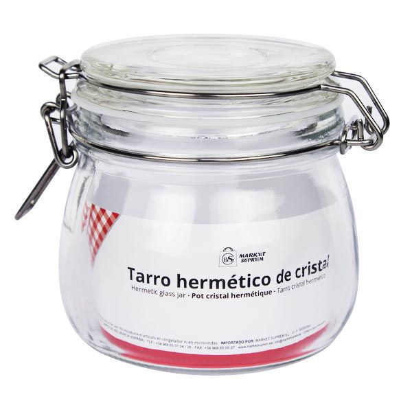 TARRO HERMETICO 500ML 10,5X10,5CM CIERRE ACERO INOX